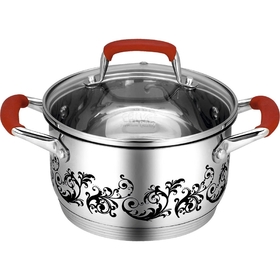 Кастрюля с крышкой, 1,7 л, ручки с силиконом