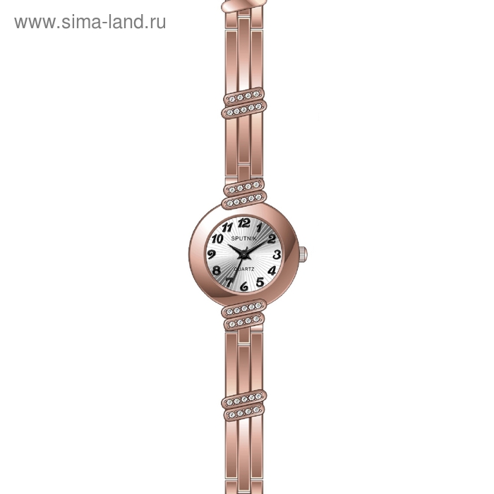 Часы наручные женские "Спутник", металлический циферблат, металлический ремешок - Фото 1