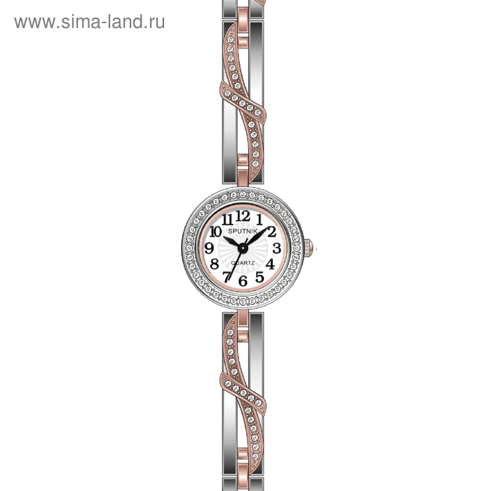 Часы наручные женские "Спутник", белый циферблат, металлический ремешок - Фото 1