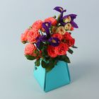 Пакет для цветов 12 х 8 х 16 см, сборная, ваза, мятная, бопп пакет - Фото 1