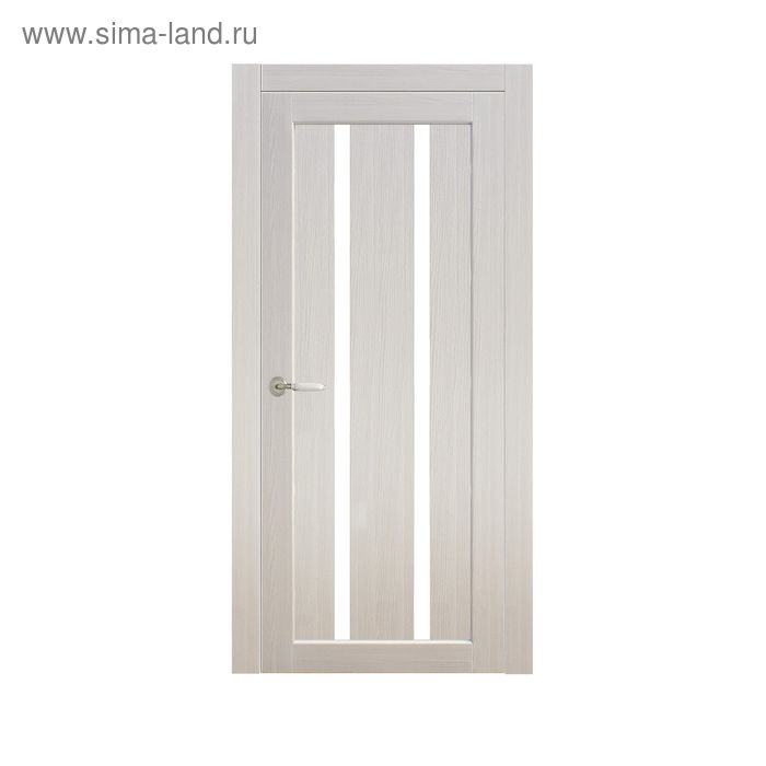 Дверное полотно остекленное Сицилия Дуб перламутр, белый лакобель 2000х800 - Фото 1