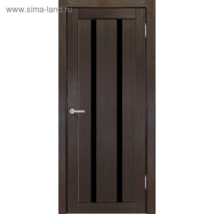 Дверное полотно остекленное Сицилия Венге, черный лакобель 2000х700 - Фото 1