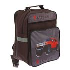 Рюкзак школьный на молнии "Авто", 2 отдела, 2 наружных кармана, коричневый - Фото 2