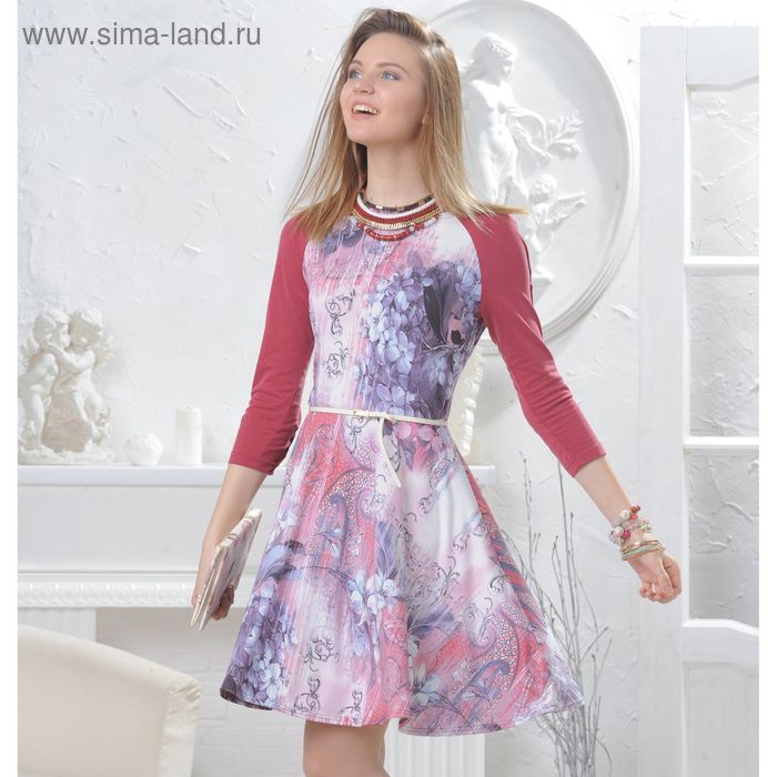 Платье, размер 50, рост 164 см, цвет сирень/терракот (арт. 4566 C+) - Фото 1