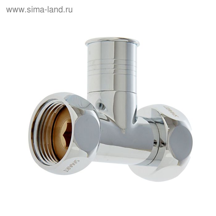 Вентиль прямой для полотенцесушителя, накидные гайки 1", с отражателем, хром, набор 2 шт. - Фото 1