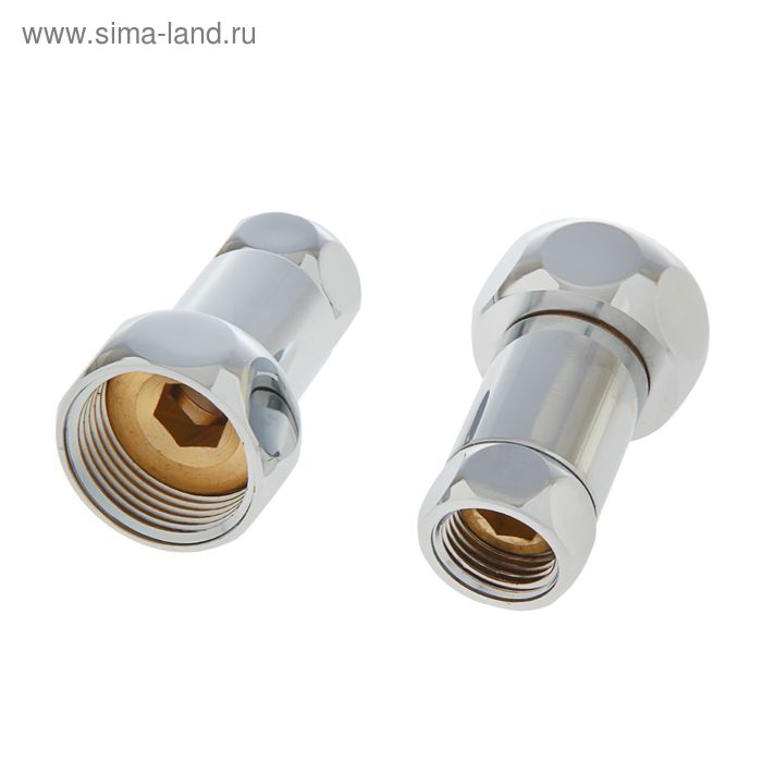 Соединитель прямой для полотенцесушителя SANITAN 1730SCS1004, накидные гайки 1"х1/2", хром - Фото 1