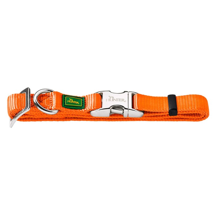 Ошейник нейлоновый для собак Hunter ALU-Strong S, 30-45 см, с металлической застежкой, оранжевый - Фото 1
