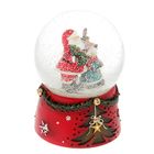 Сувенир полистоун водяной шар музыкальный "Дед Мороз с оленем" 14х10х10 см - Фото 2
