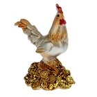 Сувенир полистоун "Петушок жемчужный на горке с золотом" МИКС 6х4,7х2,5 см - Фото 1