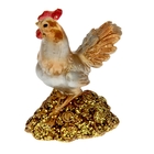 Сувенир полистоун "Петушок жемчужный на горке с золотом" МИКС 6х4,7х2,5 см - Фото 2