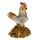 Сувенир полистоун "Петушок жемчужный на горке с золотом" МИКС 6х4,7х2,5 см - Фото 3