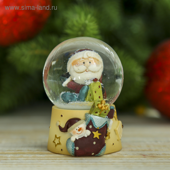 Сувенир полистоун водяной шар "Дедушка Мороз" 6х4,5х4,5 см - Фото 1
