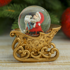 Сувенир полистоун водяной шар "Дед Мороз на санях" 7,2х7х4,5 см - Фото 2