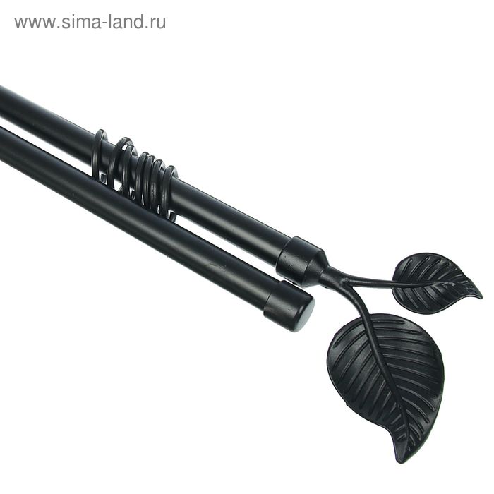 Карниз двухрядный, раздвижной 160-310 см, d 16, 19 мм "Листочки", цвет черный - Фото 1