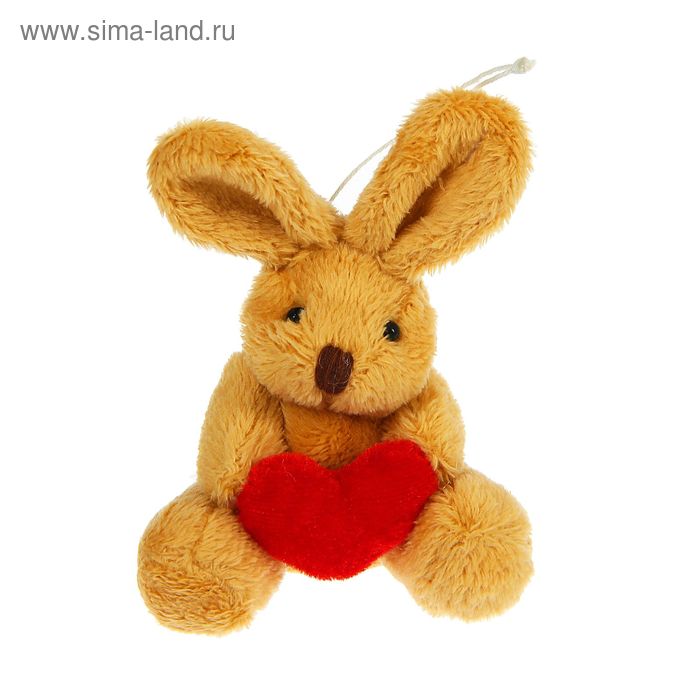 Мягкая игрушка-подвеска "Зайка с сердечком", цвета МИКС - Фото 1