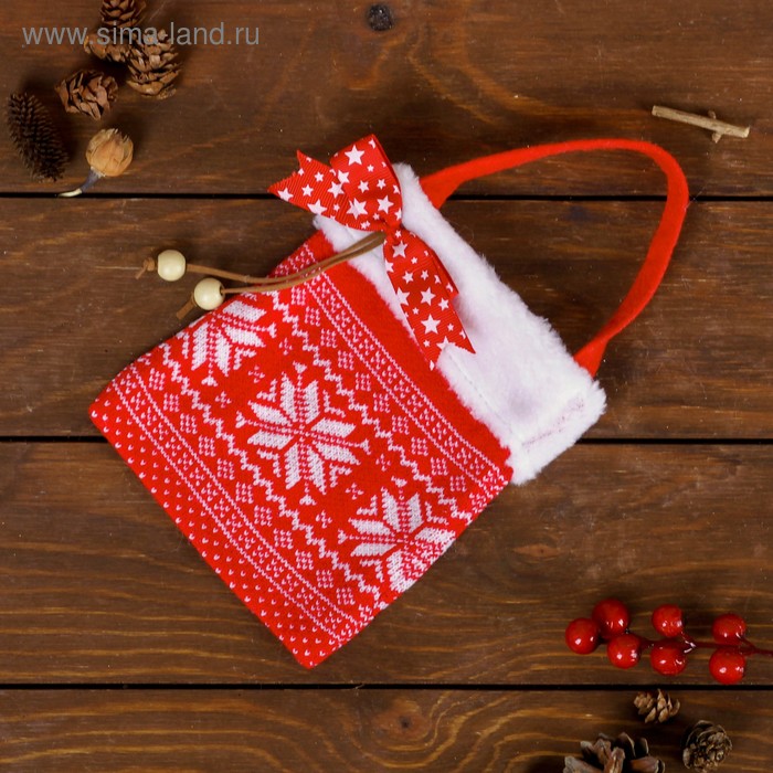 Подарочная сумка «Снежинки», с бантиком, 200 г - Фото 1