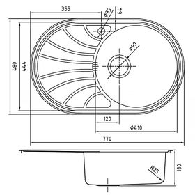 

Мойка для кухни IDDIS Suno S, SUN77PRi77, полированная, чаша справа, 770х480 мм