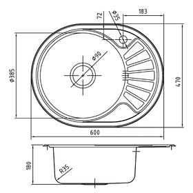 

Мойка для кухни IDDIS Suno S, SUN60SLi77, шелк, чаша слева, 600х470 мм