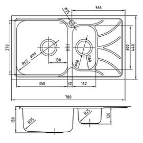 

Мойка для кухни IDDIS Arro S, ARR78PXi77, полированная, чаша слева, 780х440 мм