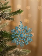 Ёлочные игрушки набор 3 шт. «Зимнее волшебство. Снежинка», d=9.5 см, голубой - Фото 1