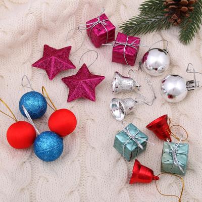 Ёлочные игрушки «Карнавал», набор 16 шт. (6 шаров, 4 подарка, 2 звезды, 4 колокольчика)