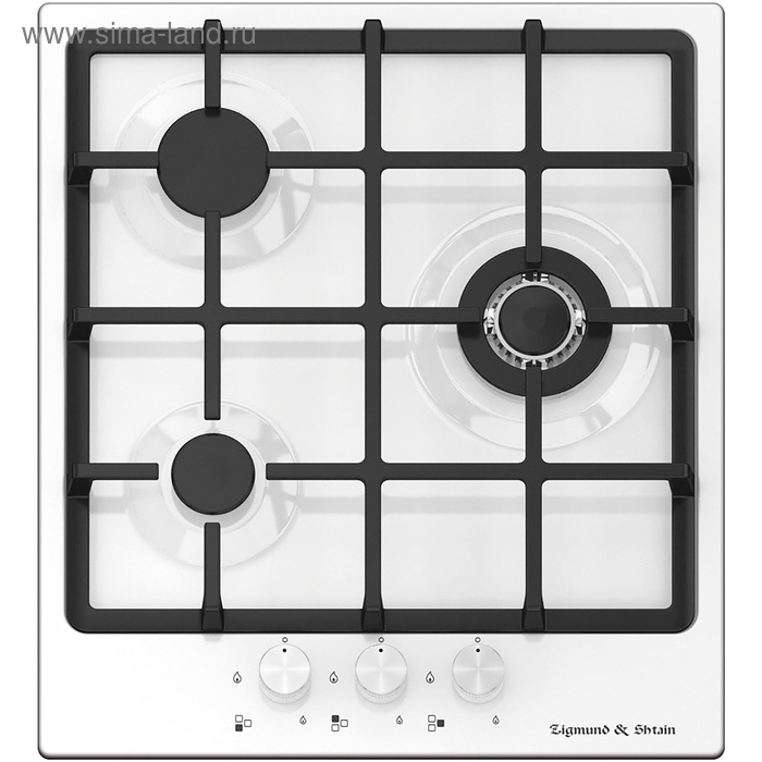 Варочная поверхность Zigmund & Shtain GN 58.451 W, газовая, 3 конфорки, белая - Фото 1