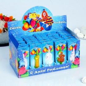 Шоу-бокс со свечами для торта цифры «Зверушки» 10.2 см, 50 штук