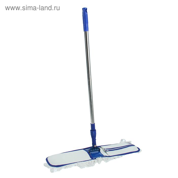 Швабра для мытья пола плоская Доляна, широкая насадка х/б 60×15 см, телескопическая ручка 80-130 см - Фото 1