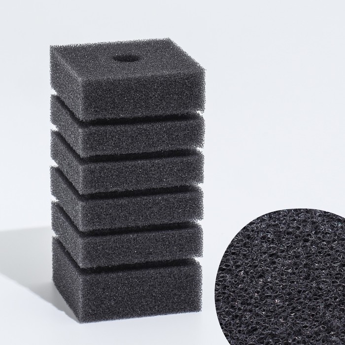 Губка прямоугольная для фильтра турбо № 3, 6×6×12 см, серая - Фото 1