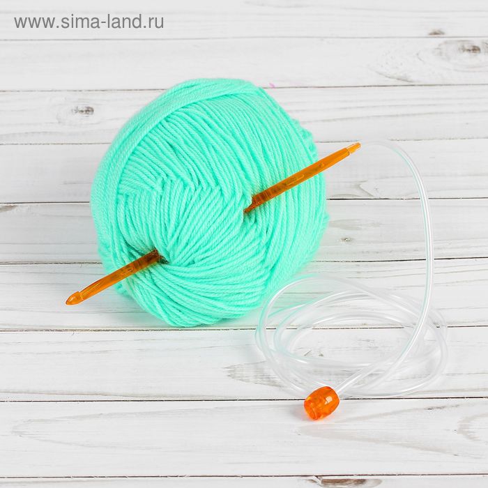 Крючок для вязания тунисский пластиковый, с силиконовой леской, d=5мм, 113см, цвет МИКС - Фото 1