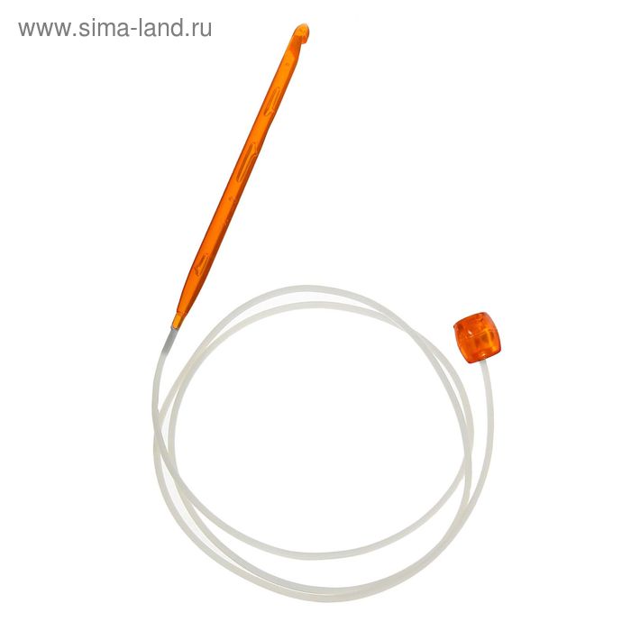 Крючок для вязания тунисский пластиковый, с силиконовой леской, d=7мм, 113см, цвет МИКС - Фото 1