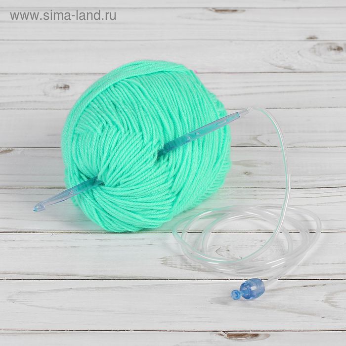 Крючок для вязания тунисский пластиковый, с силиконовой леской, d=5,5мм, 113см, цвет МИКС - Фото 1