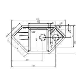 

Мойка кухонная гранитная IDDIS Vane G "Песок", V28P965i87, 960х500 мм