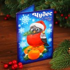 Новогодняя фреска на открытке "Снегирь", набор: песок 9 цветов 2гр, стека - Фото 1