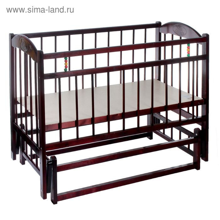Детская кроватка «Заюшка» на маятнике или колёсах, цвет тёмно-коричневый - Фото 1