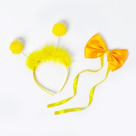 Карнавальный набор «Помпушки», 2 предмета: ободок, бабочка, цвет жёлтый