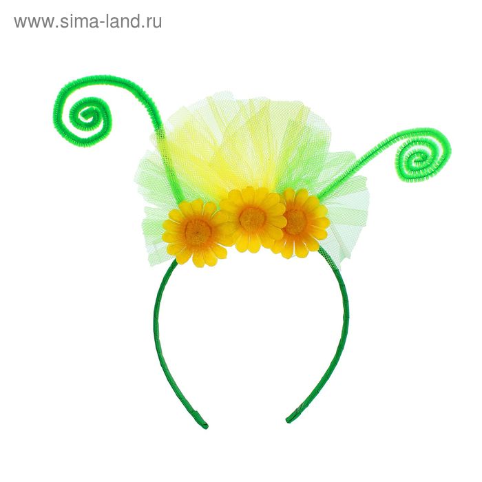 Карнавальный ободок "Цветочки", цвет зеленый - Фото 1