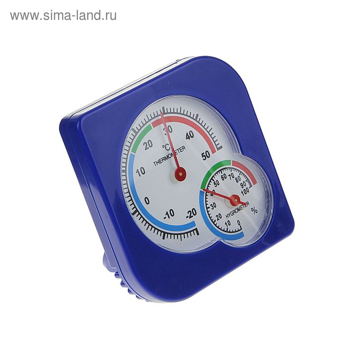 Термометр уличный, гигрометр, 7*7 см, синий - Фото 1