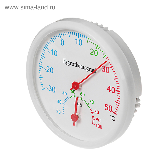 Термометр уличный, гигрометр, d=6.5 cм, белый - Фото 1