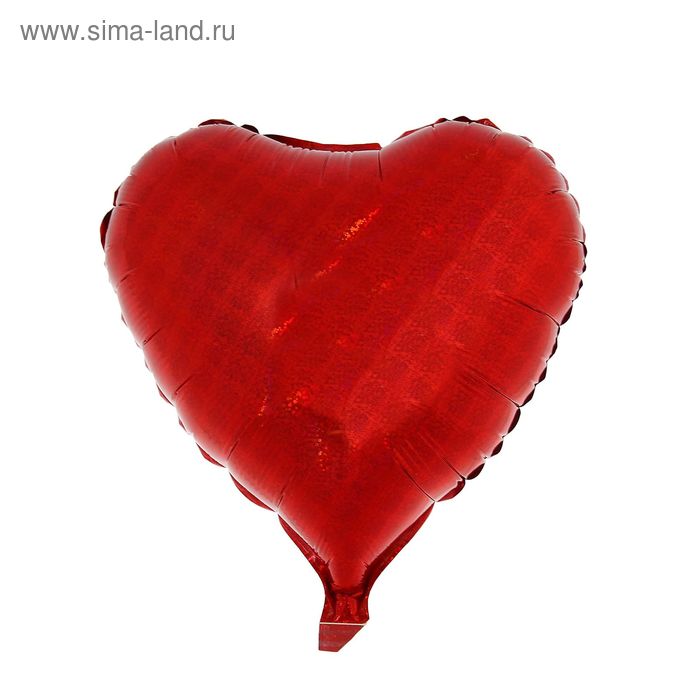 Шар фольгированный 18" "Голография" с клапаном, сердце, цвет красный - Фото 1