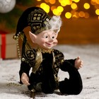 украшение новогодние клоун 32 см в черном камзоле эльфик - Фото 1