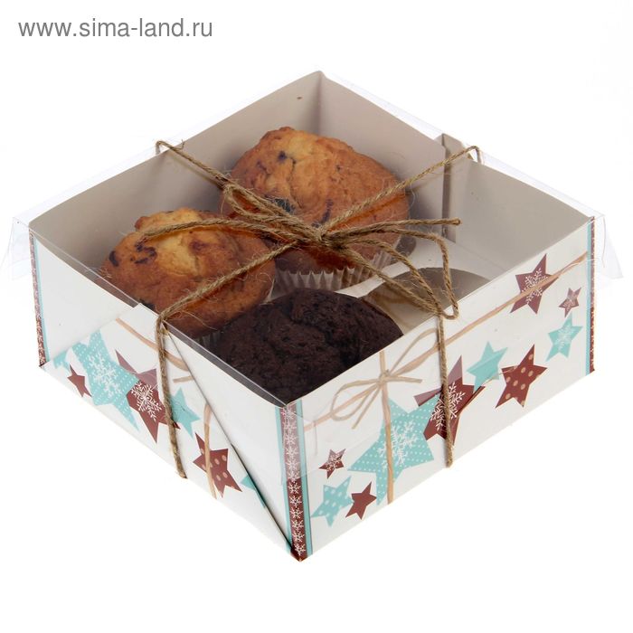 Коробочка для кексов "Имбирный праздник", 16 х 16 х 7,5 см - Фото 1