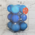 Набор шаров пластик d-5,5 см, 12 шт "Снежинки ассорти" синий - Фото 2