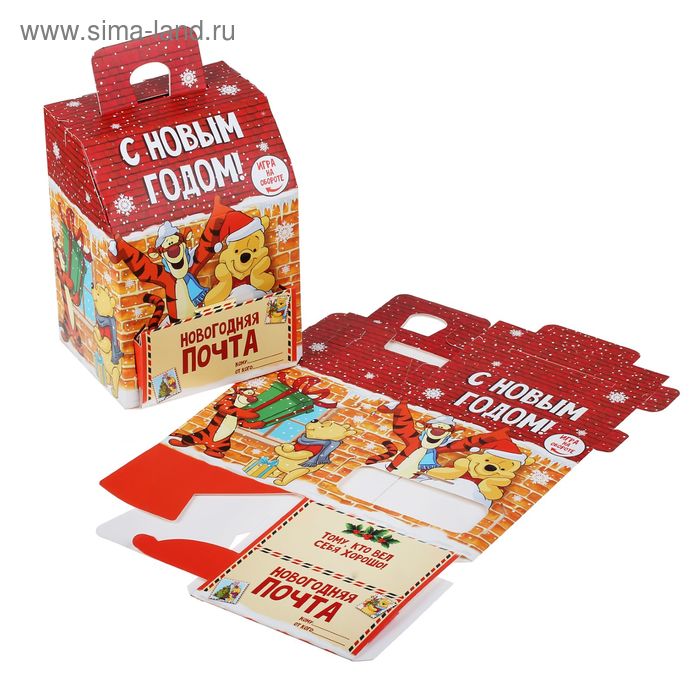 Коробка подарочная "Новогодняя почта" Медвежонок Винни и его друзья , 15 х 20 х12 см - Фото 1