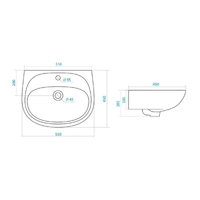Подвесная раковина Santek Анимо, ширина 55 см