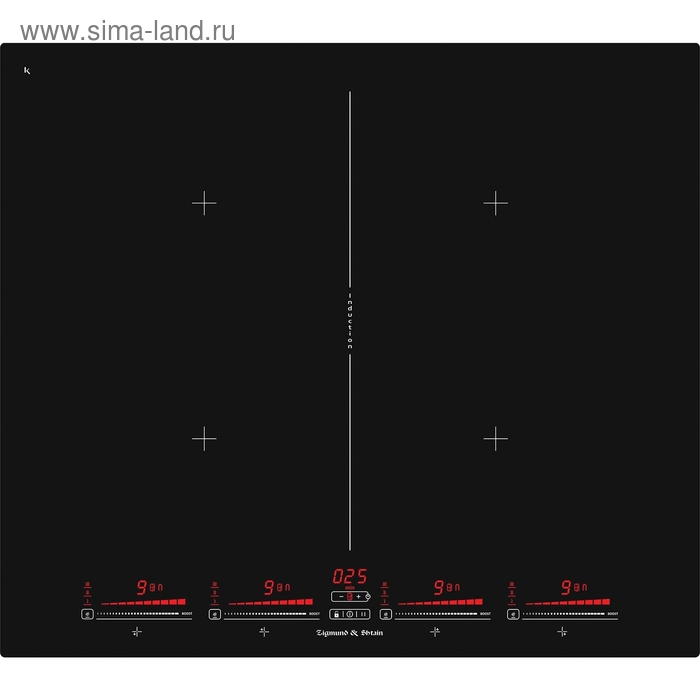 Варочная поверхность Zigmund & Shtain CIS 321.60, индукционная, 4 конфорки, сенсор, черная - Фото 1