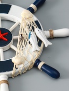 Декор настенный, панно «Штурвал с морской звездой», бело-синий, 33×33×2 см - Фото 2