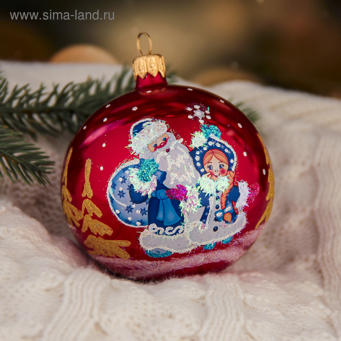 Шар  "Дед Мороз со Снегурочкой"  7,2 см микс - Фото 1