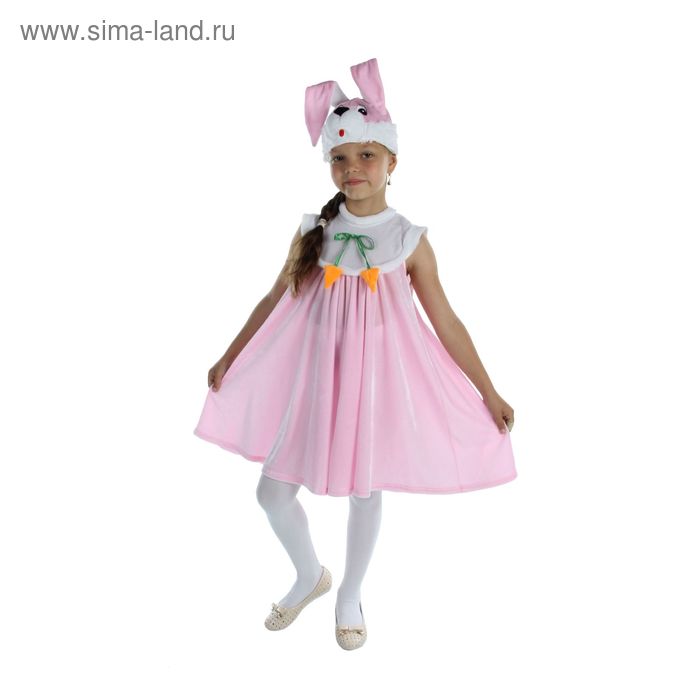 Карнавальный костюм "Зайка", сарафан из плюша, шапка, р-р 56, рост 98-104 см - Фото 1