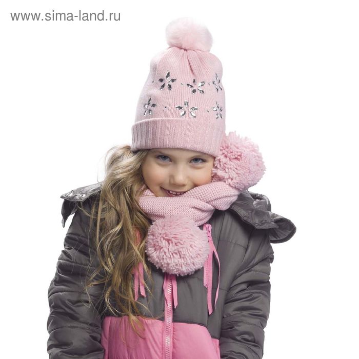 Шапка для девочек, размер 50-51, цвет розовый - Фото 1